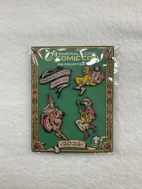 Emerald City Comic Con 2026 Pin Collection - Green & Gold Enamel Set